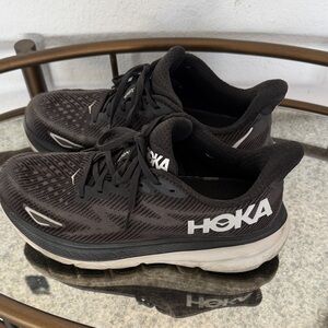 Hoka Black and White Athletic Shoes